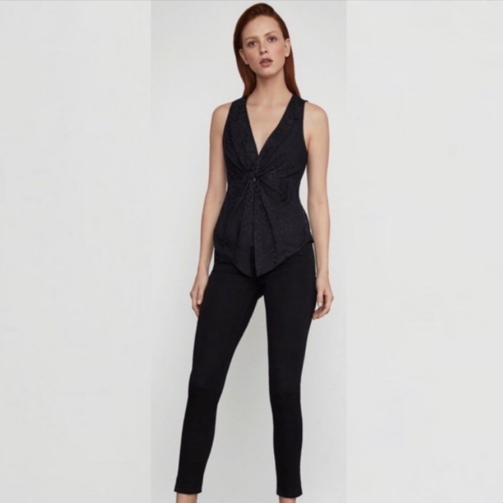 BCBGMaxAzria Black Leopard Twist Front Tank Top - Picture 2 of 5